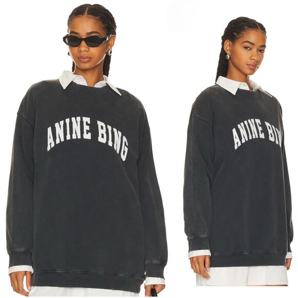 Anine Bing Tyler Crewneck Sweatshirt Oversized XS - Picture 2 of 8